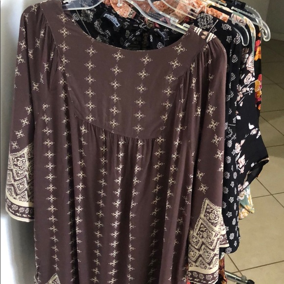 BOHO STYLE BROWN & CREAM DRESS - Picture 6 of 8